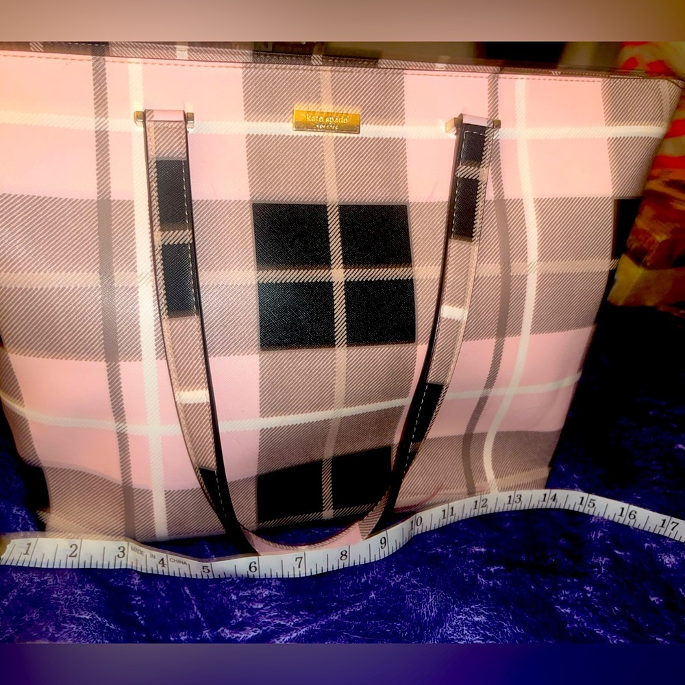 KATE SPADE PINK BLACK WHITE TOTE SHOULDER BAG